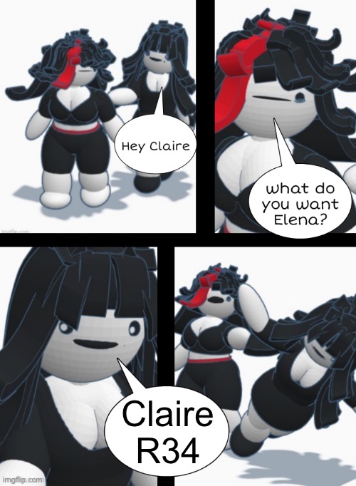 Claire shoving Elena | Claire R34 | image tagged in claire shoving elena | made w/ Imgflip meme maker