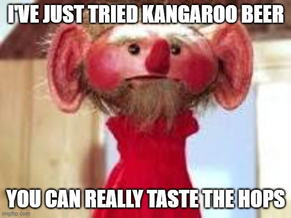 Scrawl | I'VE JUST TRIED KANGAROO BEER; YOU CAN REALLY TASTE THE HOPS | image tagged in scrawl | made w/ Imgflip meme maker