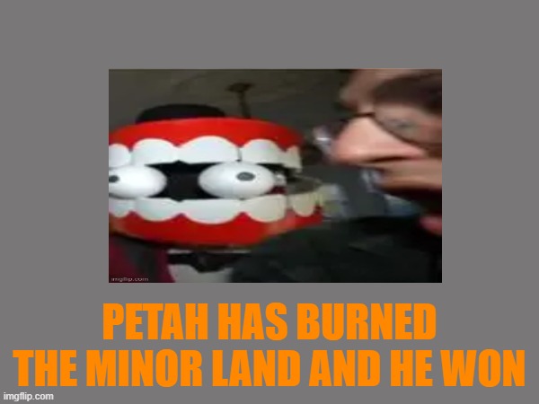 PETAH HAS BURNED THE MINOR LAND AND HE WON | made w/ Imgflip meme maker