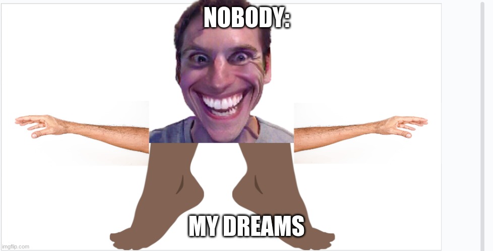 Lol | NOBODY:; MY DREAMS | image tagged in dreamed | made w/ Imgflip meme maker