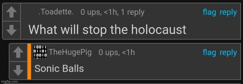 Thp Sonic balls | What will stop the holocaust | image tagged in thp sonic balls | made w/ Imgflip meme maker