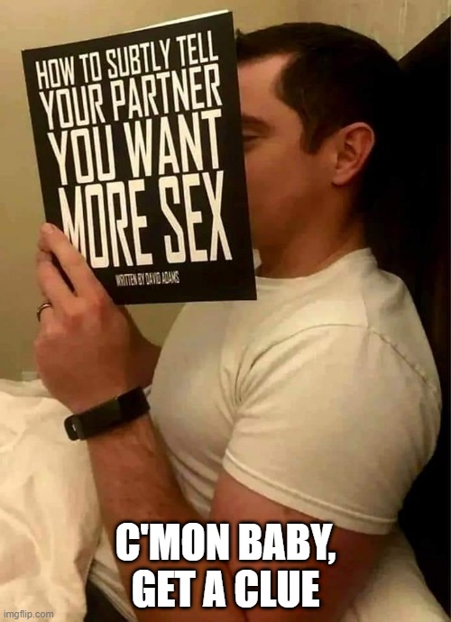 More!!! | C'MON BABY, GET A CLUE | image tagged in adult humor | made w/ Imgflip meme maker