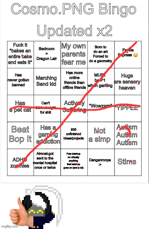 Oopties | image tagged in cosmo png bingo updated x 2 | made w/ Imgflip meme maker