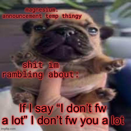 pug temp | If I say “I don’t fw a lot” I don’t fw you a lot | image tagged in pug temp | made w/ Imgflip meme maker
