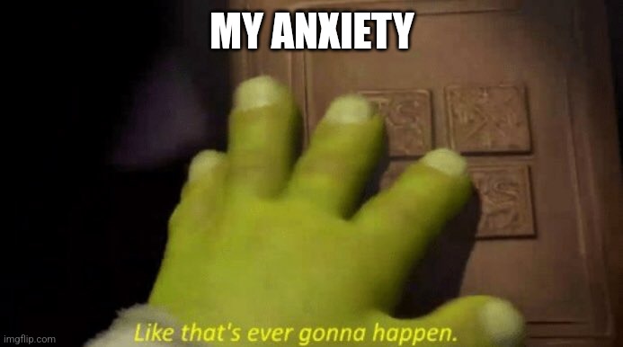 Like that's ever gonna happen. | MY ANXIETY | image tagged in like that's ever gonna happen | made w/ Imgflip meme maker