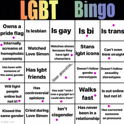 Lettuce, Guacamole,  Barbecue, Turnips, Quenepa | image tagged in lgbtq bingo | made w/ Imgflip meme maker