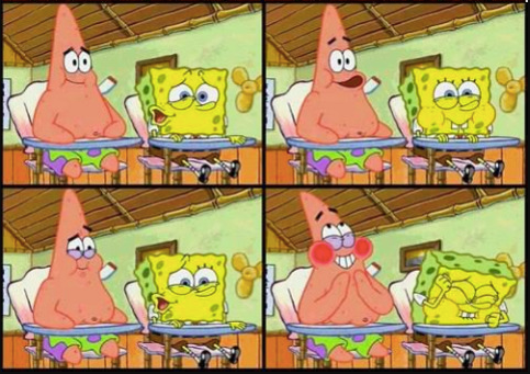 SpongeBob and patrick laughing in class Blank Meme Template