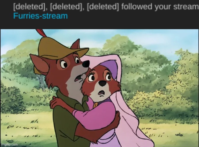 Follow Spam? Don't. Please.(credit to disney animators from 1973) | image tagged in robin hood and maid marian but shocked and afraid | made w/ Imgflip meme maker