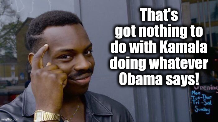 Roll Safe Think About It Meme | That's got nothing to do with Kamala doing whatever
0bama says! | image tagged in memes,roll safe think about it | made w/ Imgflip meme maker