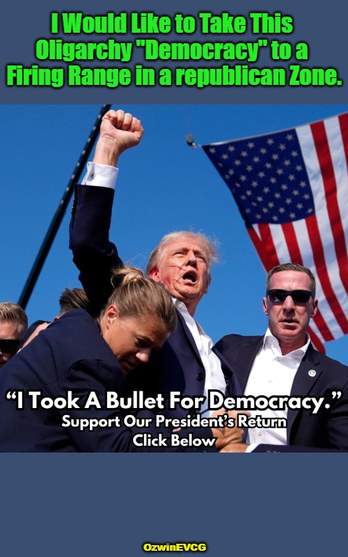 "Democracy," Ya Say... | I Would Like to Take This 

Oligarchy "Democracy" to a 

Firing Range in a republican Zone. OzwinEVCG | image tagged in republican government,you keep using that word,democratic government,elitist oligarchs,advertisement,response | made w/ Imgflip meme maker