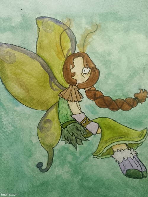 Tried watercolor for the first time today, what do y'all think? | image tagged in drawing,fairy,watercolor,art | made w/ Imgflip meme maker