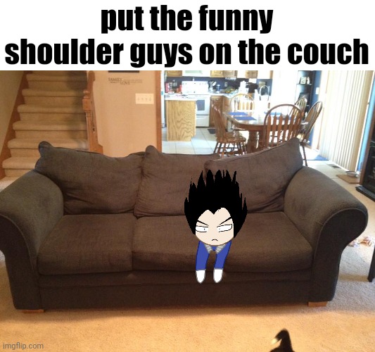 Navy Blue Couch | put the funny shoulder guys on the couch | image tagged in navy blue couch | made w/ Imgflip meme maker