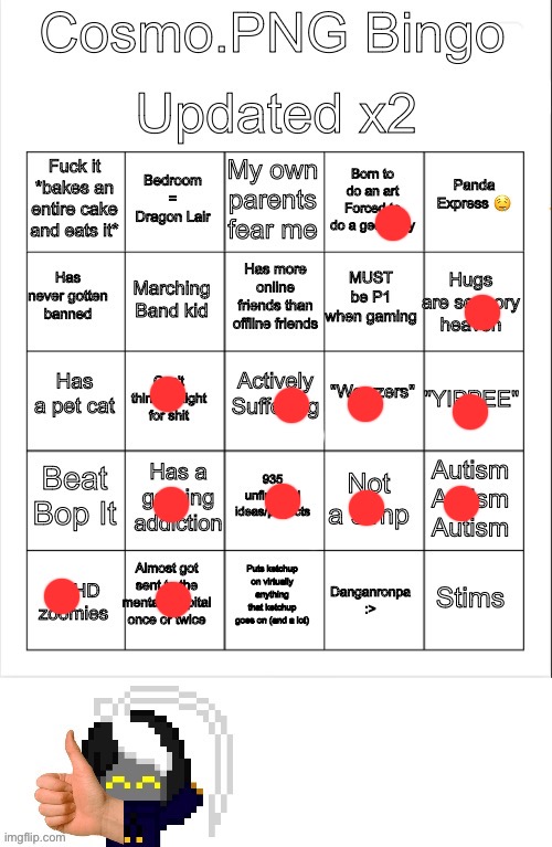 Cosmo.PNG Bingo UPDATED x 2 | image tagged in cosmo png bingo updated x 2 | made w/ Imgflip meme maker