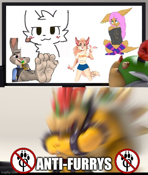 I HATE FURRYS | ANTI-FURRYS | image tagged in bowser and bowser jr nsfw,anti furry,funny | made w/ Imgflip meme maker