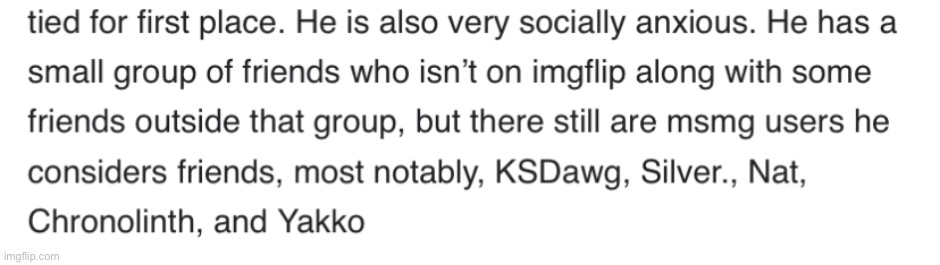 this is a section I wrote on my wiki page, if you’re mentioned there then you’re awesome or something idfk | made w/ Imgflip meme maker