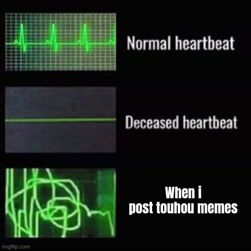 what | When i
post touhou memes | image tagged in heartbeat rate | made w/ Imgflip meme maker