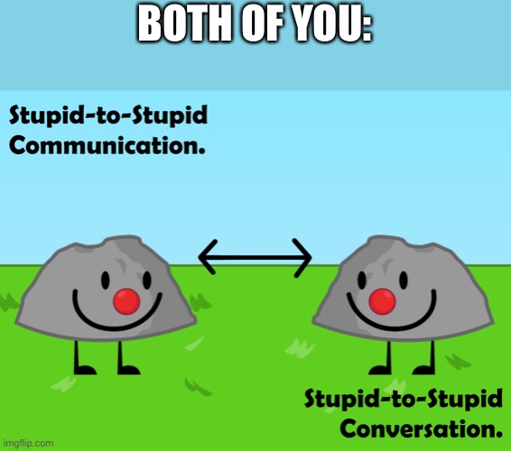 Stupid-to-Stupid Communication | BOTH OF YOU: | image tagged in stupid-to-stupid communication | made w/ Imgflip meme maker