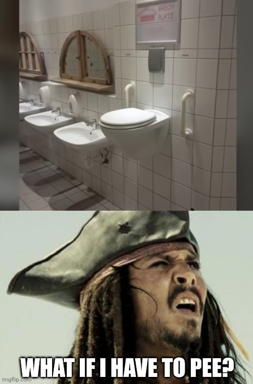 CLIMB UP | WHAT IF I HAVE TO PEE? | image tagged in confused dafuq jack sparrow what,toilet,jack sparrow,toilet humor | made w/ Imgflip meme maker