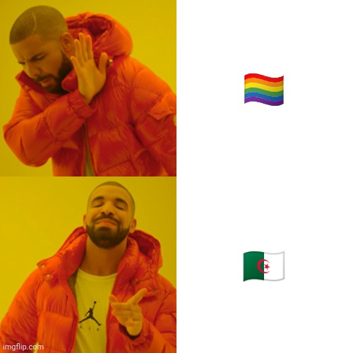 Algeria | 🏳️‍🌈; 🇩🇿 | image tagged in memes,drake hotline bling | made w/ Imgflip meme maker