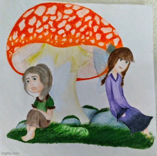 Two fairies drawing! | image tagged in drawing,art,fairy,fairy tales,fantasy,magic | made w/ Imgflip meme maker