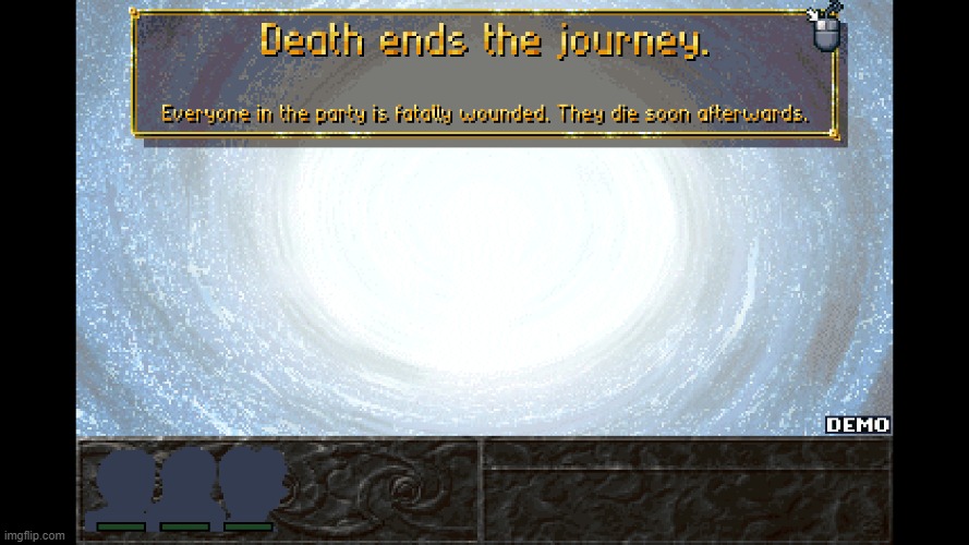 Death ends your journey | image tagged in albion death,death | made w/ Imgflip meme maker