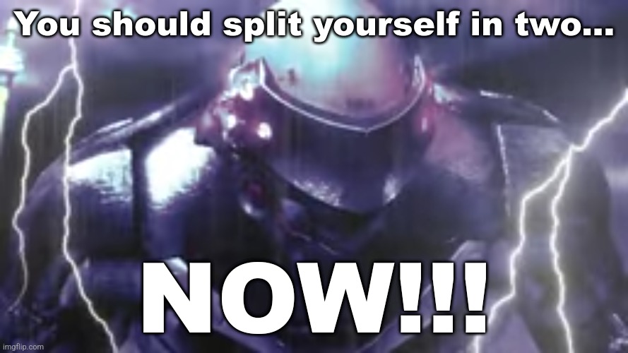 You should split yourself in two NOW | image tagged in you should split yourself in two now | made w/ Imgflip meme maker