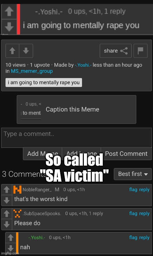 So called "SA victim" | made w/ Imgflip meme maker