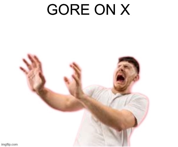 I just saw gore on X, meme chat me for the link if you’re really that curious | GORE ON X | image tagged in he left all caps on custom | made w/ Imgflip meme maker