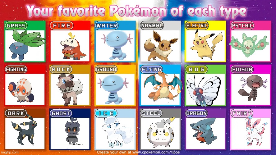 do this please | image tagged in your favorite pokemon of each type | made w/ Imgflip meme maker