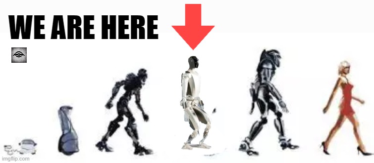 WE ARE HERE | image tagged in musk,optimus,robot,cylon,battlestar galactica | made w/ Imgflip meme maker