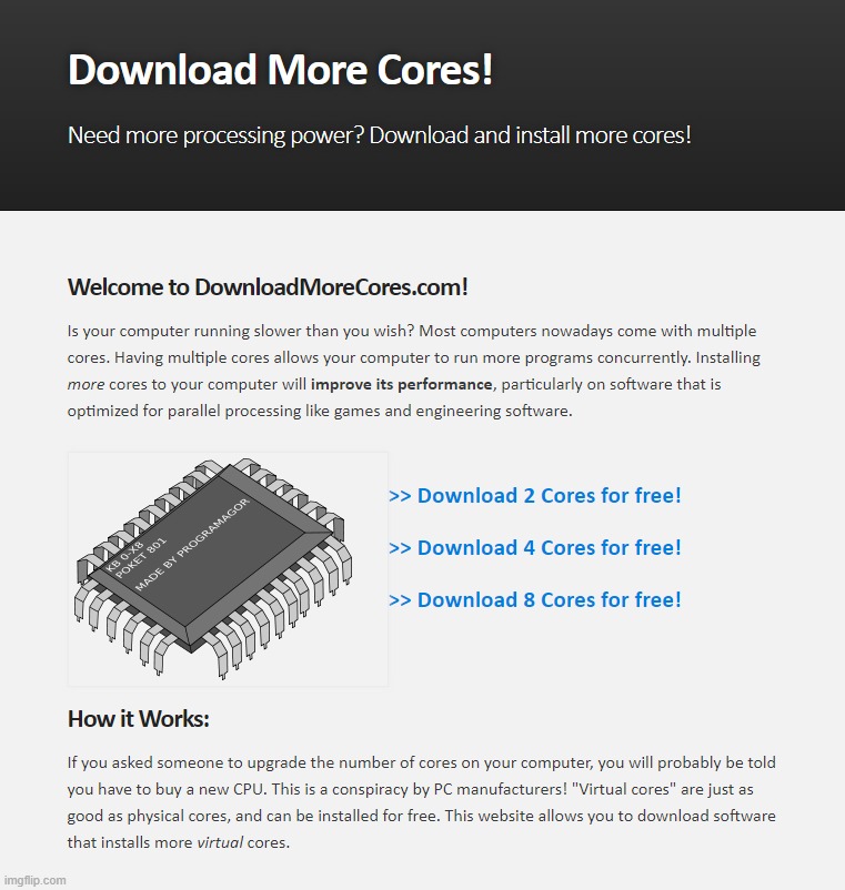 Download more ram, fuck that we download more cores | made w/ Imgflip meme maker