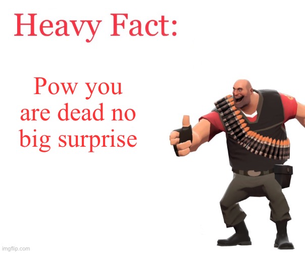 Heavy Fact | Pow you are dead no big surprise | image tagged in heavy fact | made w/ Imgflip meme maker