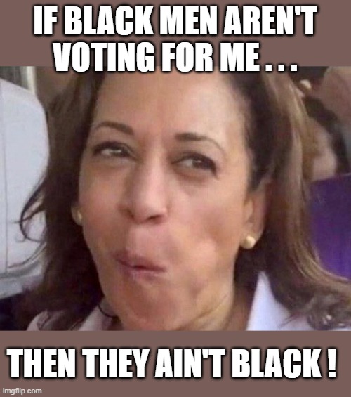 Black Voters Not Supporting Kamala | IF BLACK MEN AREN'T VOTING FOR ME . . . THEN THEY AIN'T BLACK ! | image tagged in kamala harris | made w/ Imgflip meme maker