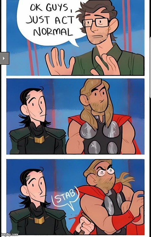 Act Normal | image tagged in thor,loki | made w/ Imgflip meme maker