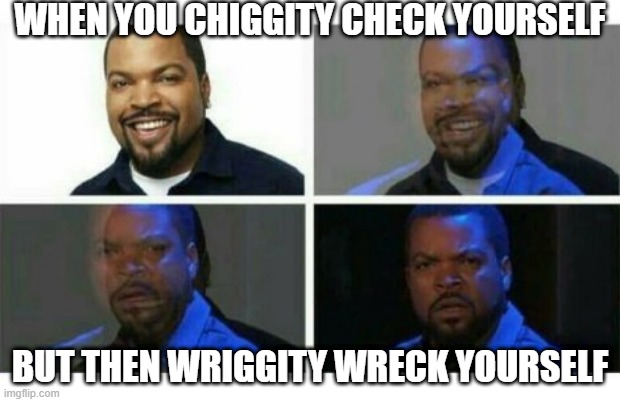 Ice Cube Said | WHEN YOU CHIGGITY CHECK YOURSELF; BUT THEN WRIGGITY WRECK YOURSELF | image tagged in music | made w/ Imgflip meme maker