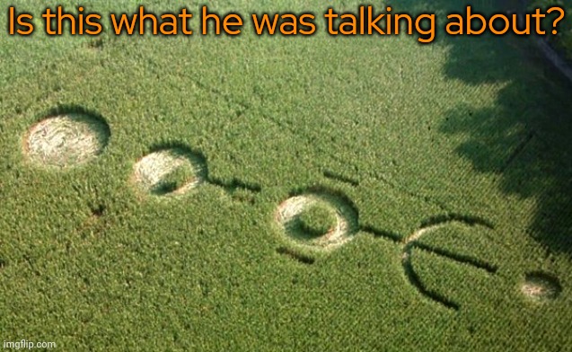 Signs Crop Circle | Is this what he was talking about? | image tagged in signs crop circle | made w/ Imgflip meme maker