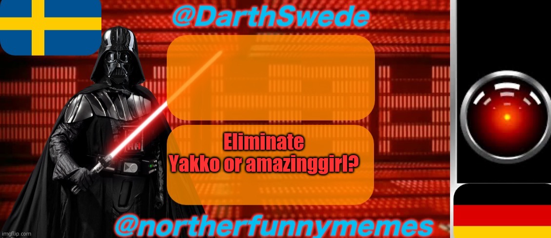 DarthSwede x Northerfunnymemes shared temp | Eliminate Yakko or amazinggirl? | image tagged in darthswede x northerfunnymemes shared temp,voting game s2 | made w/ Imgflip meme maker