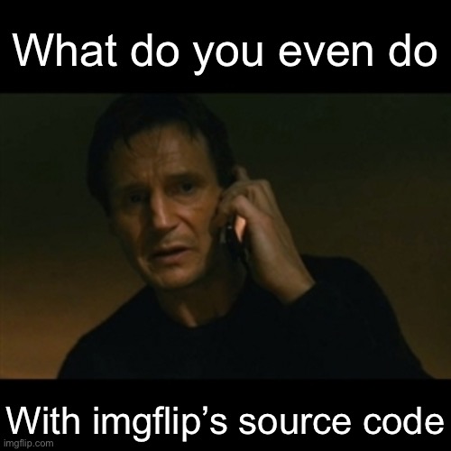 Liam Neeson Taken | What do you even do; With imgflip’s source code | image tagged in memes,liam neeson taken | made w/ Imgflip meme maker