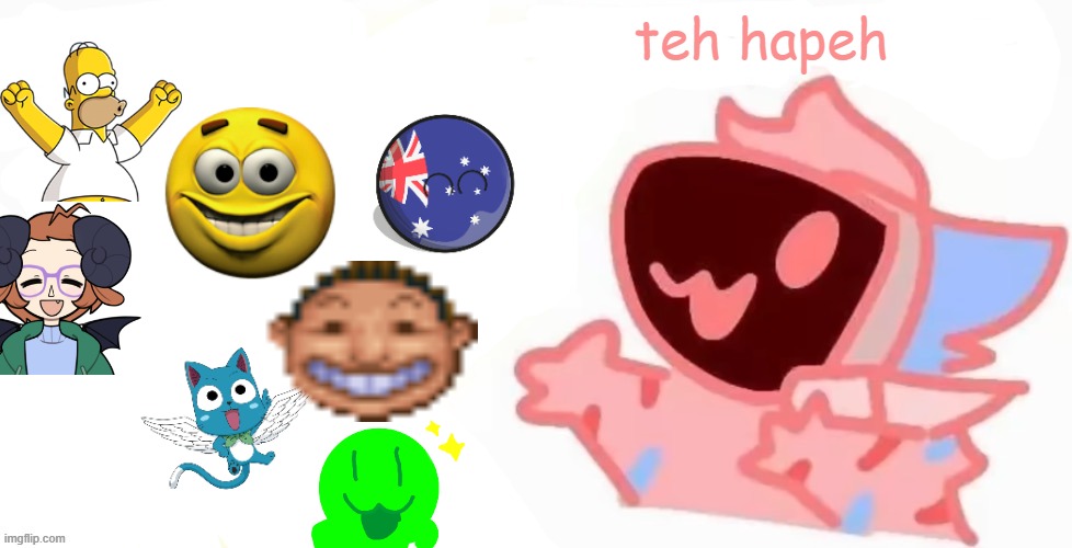 be happeh | teh hapeh | image tagged in teh x protogen 3 | made w/ Imgflip meme maker