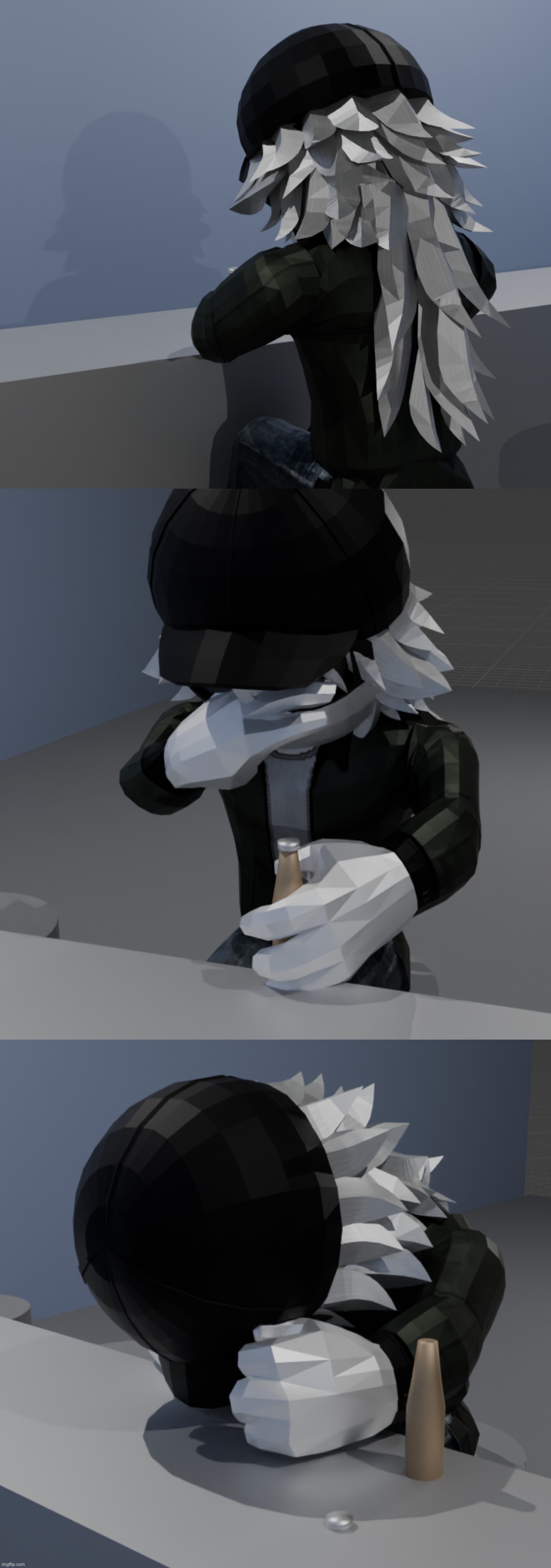 while the internet was dead i made some poses from scratch in blender (as in i didnt edit pre-existing ones) | made w/ Imgflip meme maker