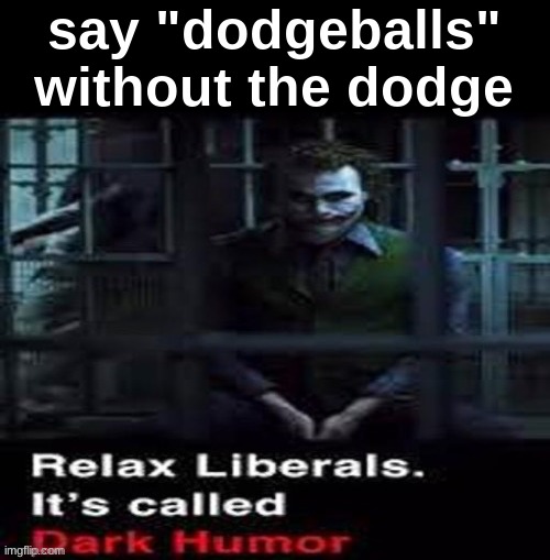 Relax liberals | say "dodgeballs" without the dodge | image tagged in relax liberals | made w/ Imgflip meme maker