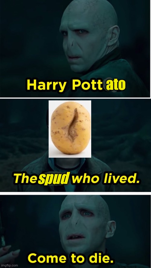 Harry Pottato | ato; spud | image tagged in the boy who lived,spud,potato,die | made w/ Imgflip meme maker