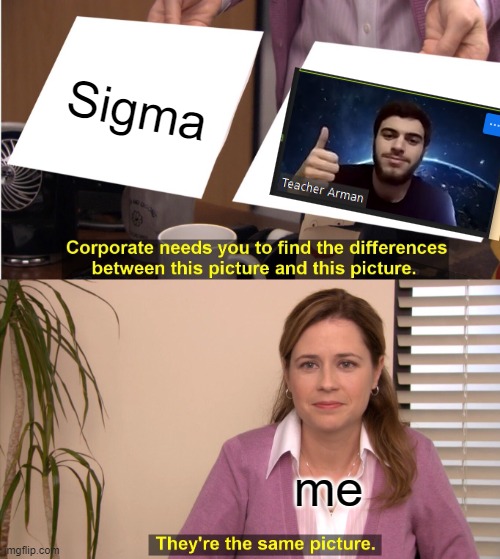 skib | Sigma; me | image tagged in memes,they're the same picture | made w/ Imgflip meme maker