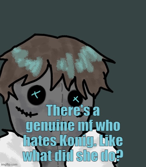 OsDe plush (thanks Disco) | There's a genuine mf who hates Konig. Like what did she do? | image tagged in osde plush thanks disco | made w/ Imgflip meme maker