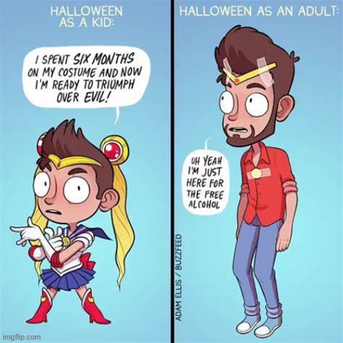 image tagged in halloween,kid,adult,costume,sailor moon,alcohol | made w/ Imgflip meme maker