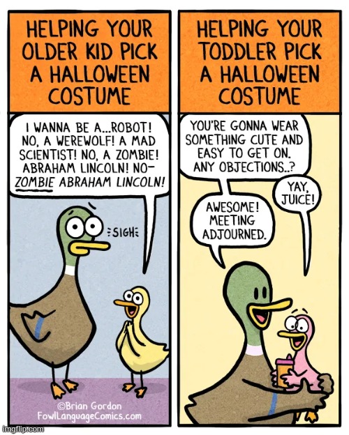 image tagged in memes,comics/cartoons,choose,halloween costume,teen,toddler | made w/ Imgflip meme maker