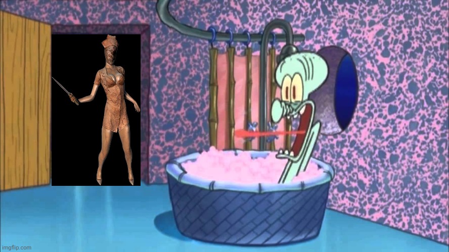 Silent Hill's nurse dropped by Squidward's house | image tagged in who dropped by squidward's house | made w/ Imgflip meme maker