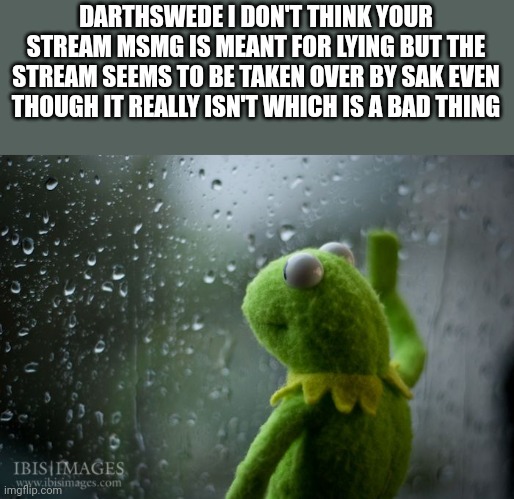 Darthswede just remove sak and jim from the group and they should be chillin | DARTHSWEDE I DON'T THINK YOUR STREAM MSMG IS MEANT FOR LYING BUT THE STREAM SEEMS TO BE TAKEN OVER BY SAK EVEN THOUGH IT REALLY ISN'T WHICH IS A BAD THING | image tagged in kermit window | made w/ Imgflip meme maker