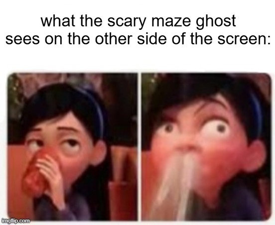 scary maze | what the scary maze ghost sees on the other side of the screen: | image tagged in violet's embarrassment,jumpscare | made w/ Imgflip meme maker