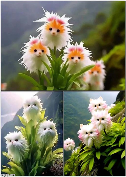 It's Such A Shame That These Are AI Cat Face Flowers :( | image tagged in cats,ai,flowers | made w/ Imgflip meme maker